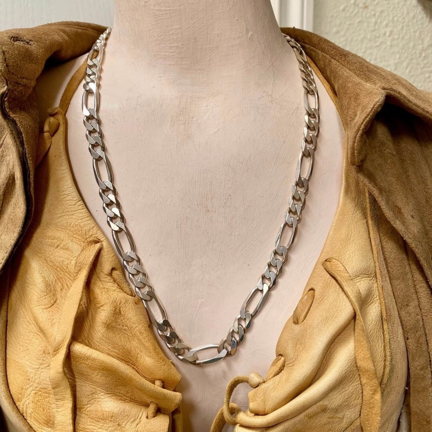 Large Sterling Silver Figaro Chain 24" Long 73 grams Yourgreatfinds