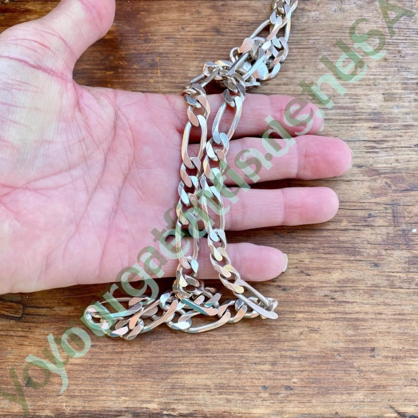 Large Sterling Silver Figaro Chain 24" Long 73 grams Yourgreatfinds