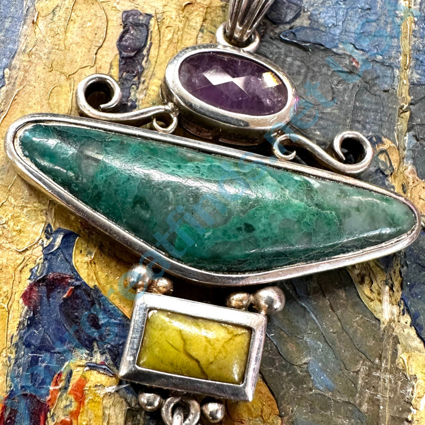 Large Sterling Silver Gemstone Pendant Pendant