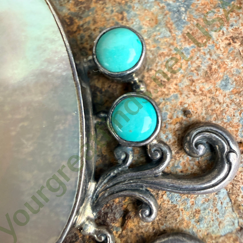 Large Sterling Silver Mother of Pearl Turquoise Amethyst Pendant pendant