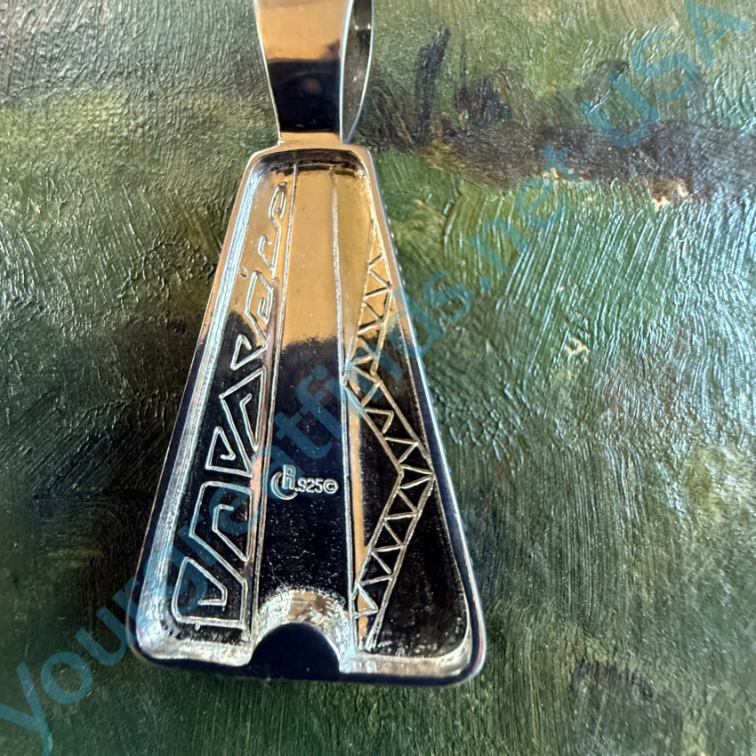 Large Sterling Silver Pendant Inlay Turquoise Carolyn Pollack Relios Pendant