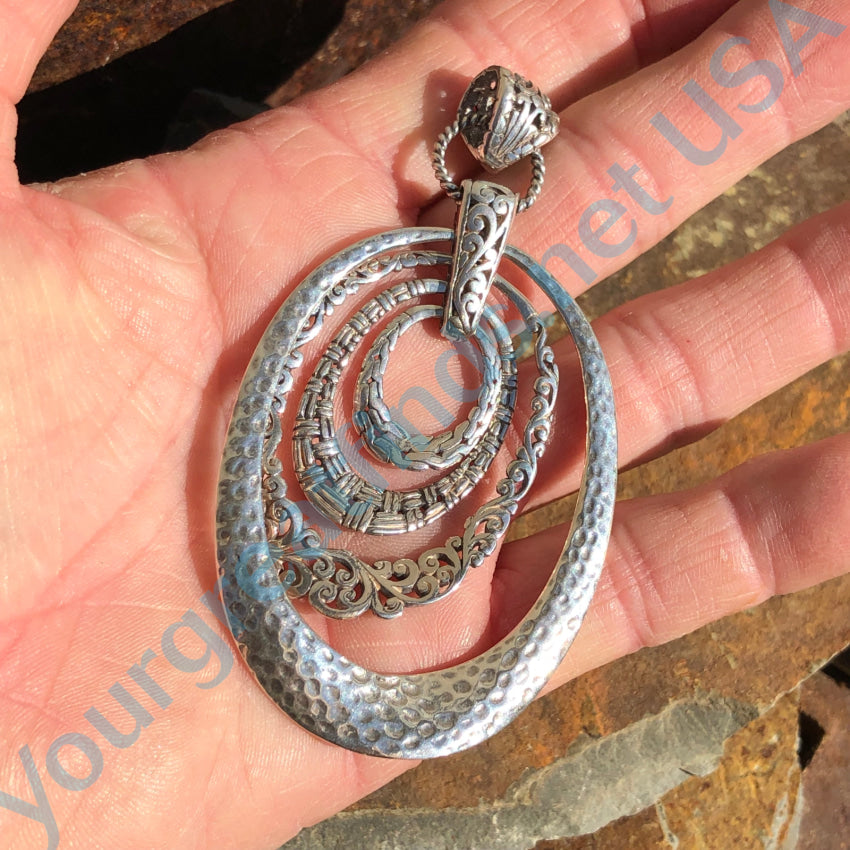 Large Sterling Silver Sarda Four Ring Pendant Pendant