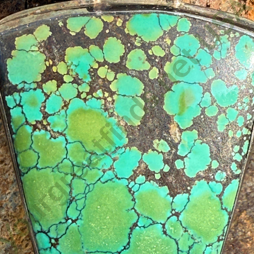 Large Sterling Silver Spider Web Turquoise Pendant pendant