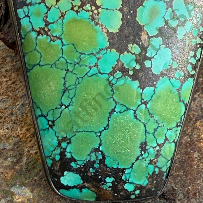 Large Sterling Silver Spider Web Turquoise Pendant pendant