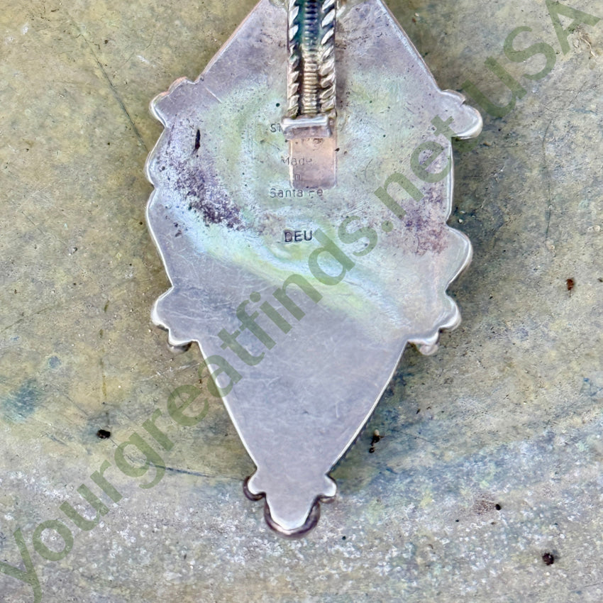 Large Sterling Silver Turquoise & Chrysocolla Enhancer Pendant Navajo pendant