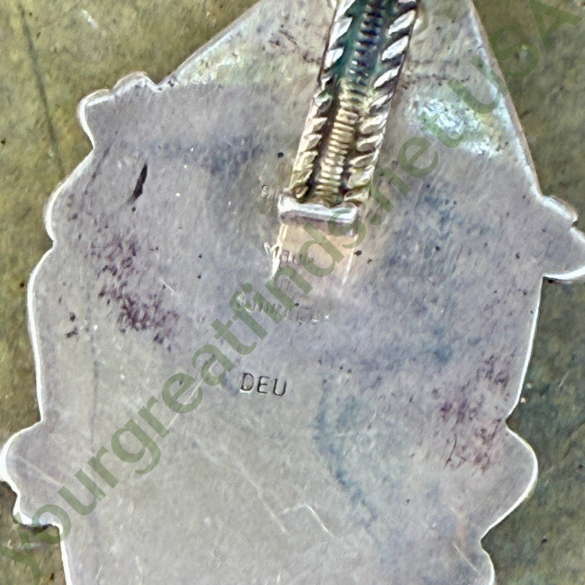 Large Sterling Silver Turquoise & Chrysocolla Enhancer Pendant Navajo pendant