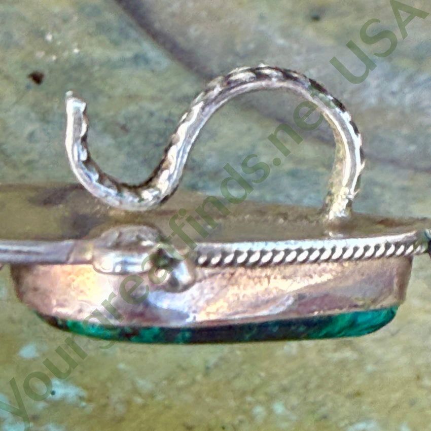 Large Sterling Silver Turquoise & Chrysocolla Enhancer Pendant Navajo pendant