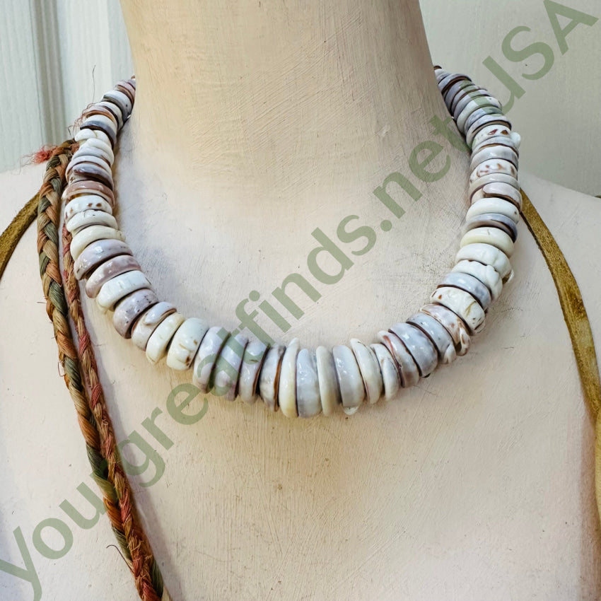Large Vintage Hawaiian Puke Shell Choker Necklace