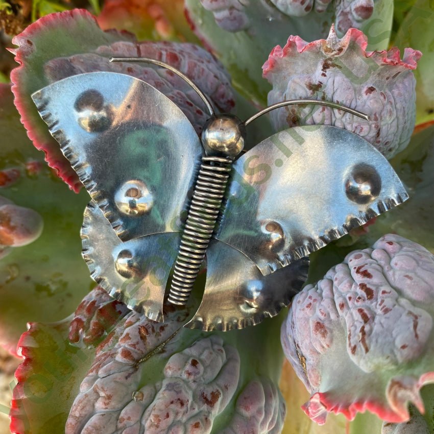 Large Vintage Sterling Silver Butterfly Pin Brooch