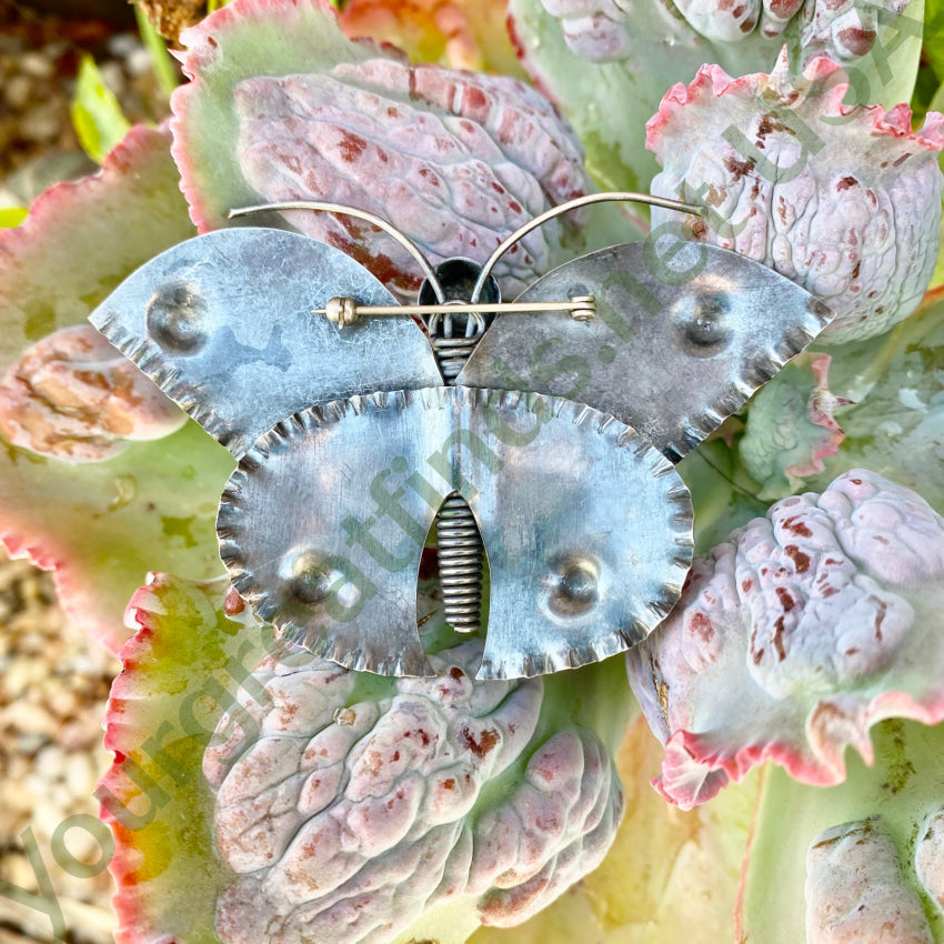 Large Vintage Sterling Silver Butterfly Pin Brooch