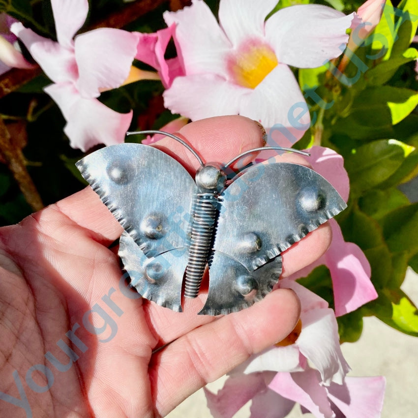 Large Vintage Sterling Silver Butterfly Pin Brooch