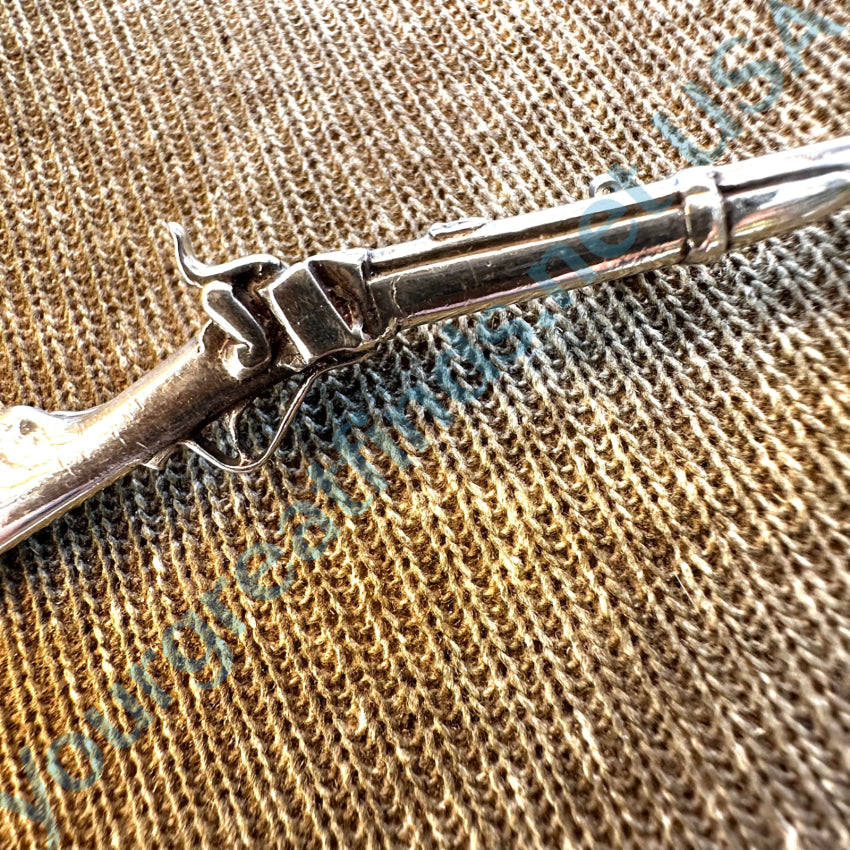 Large Vintage Sterling Silver Long Gun Rifle Lapel Hat Pin Pin Brooch