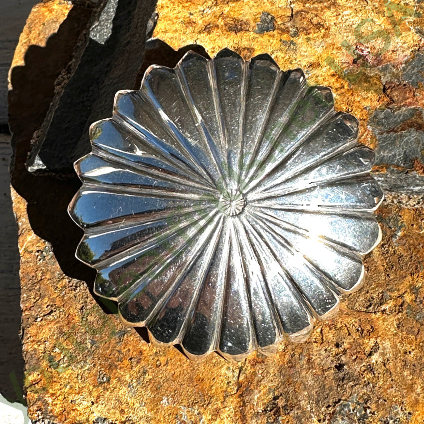 Large Vintage Sterling Silver Navajo Concho Pin Pin / Brooch