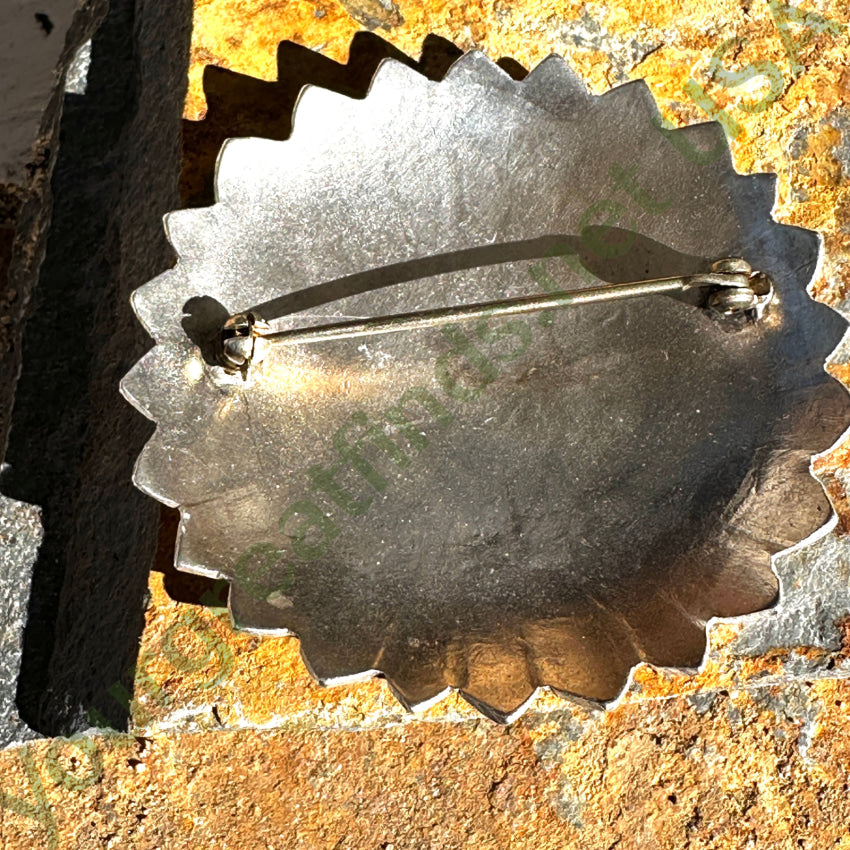 Large Vintage Sterling Silver Navajo Concho Pin Pin / Brooch