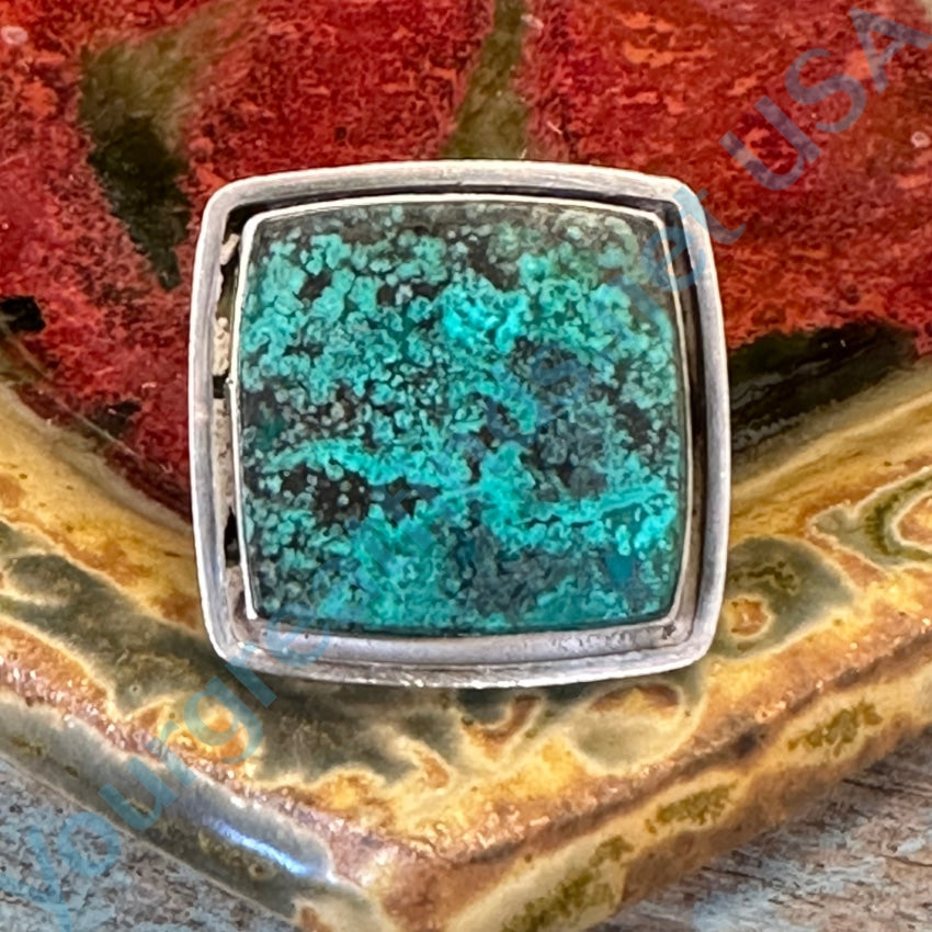 Large Vintage Sterling Silver Parrot Wing Chrysocolla Ring 9