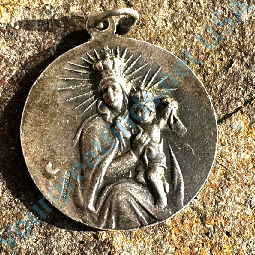 Large Vintage Sterling Silver Sacred Heart Of Jesus Devotional Pendant 2 Sides Pendant