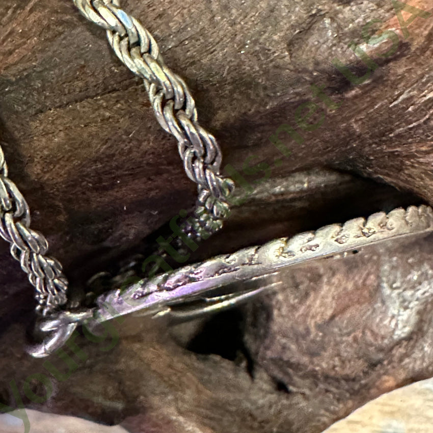 Large Vintage Sterling Silver St. Christopher Necklace Catholic