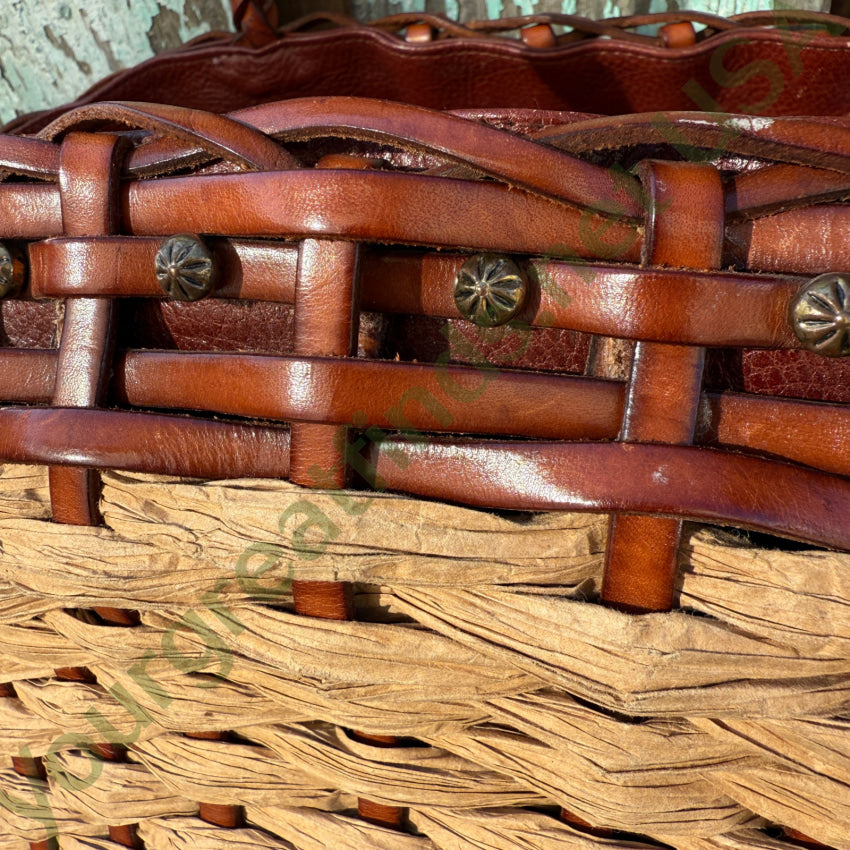 Large Woven Leather & Heavy Raffia Tote Bag Purse tote purse