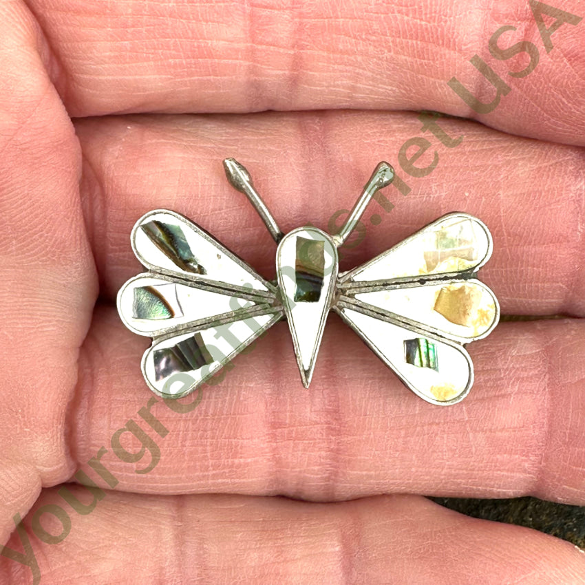 Little Alpaca Silver White Butterfly Pin Mexico