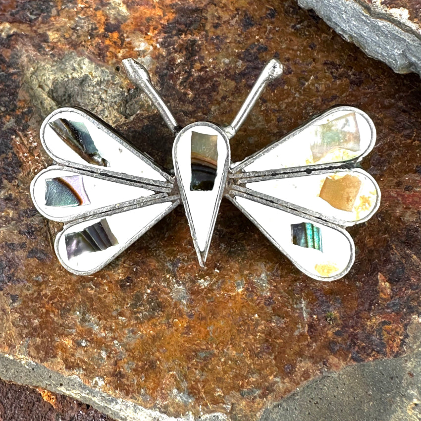 Little Alpaca Silver White Butterfly Pin Mexico