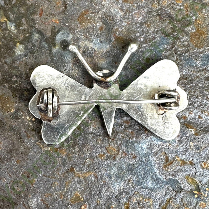 Little Alpaca Silver White Butterfly Pin Mexico