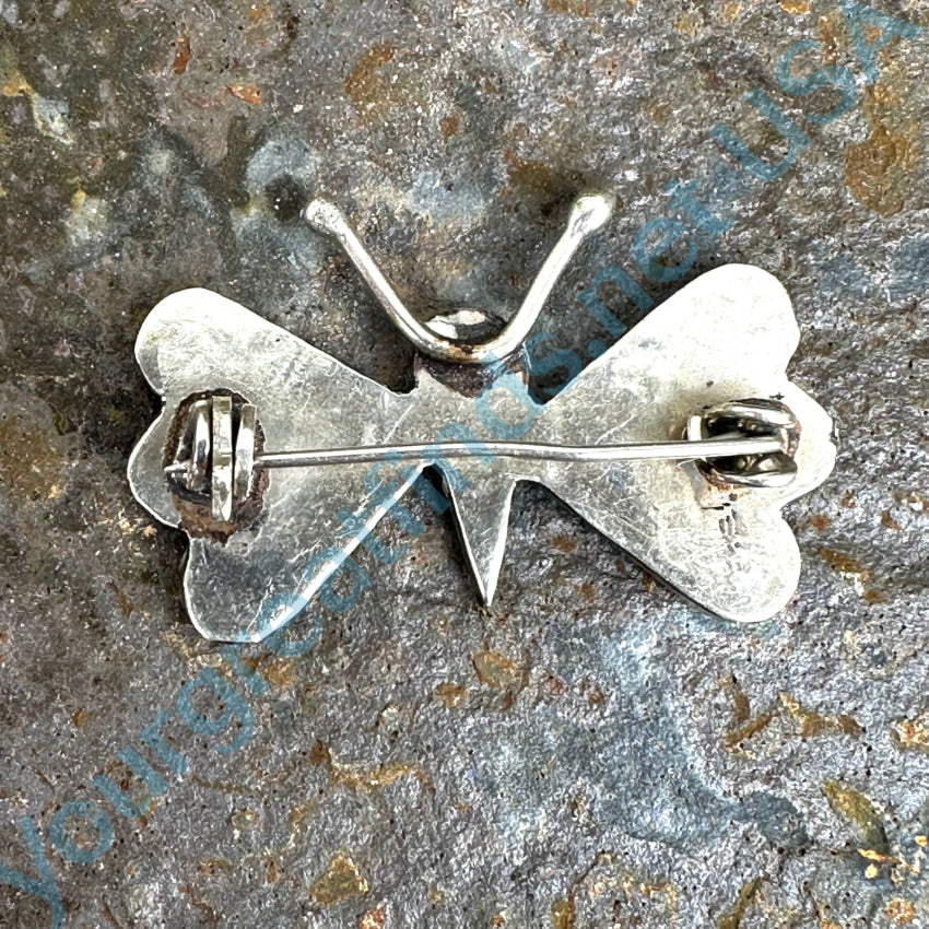 Little Alpaca Silver White Butterfly Pin Mexico