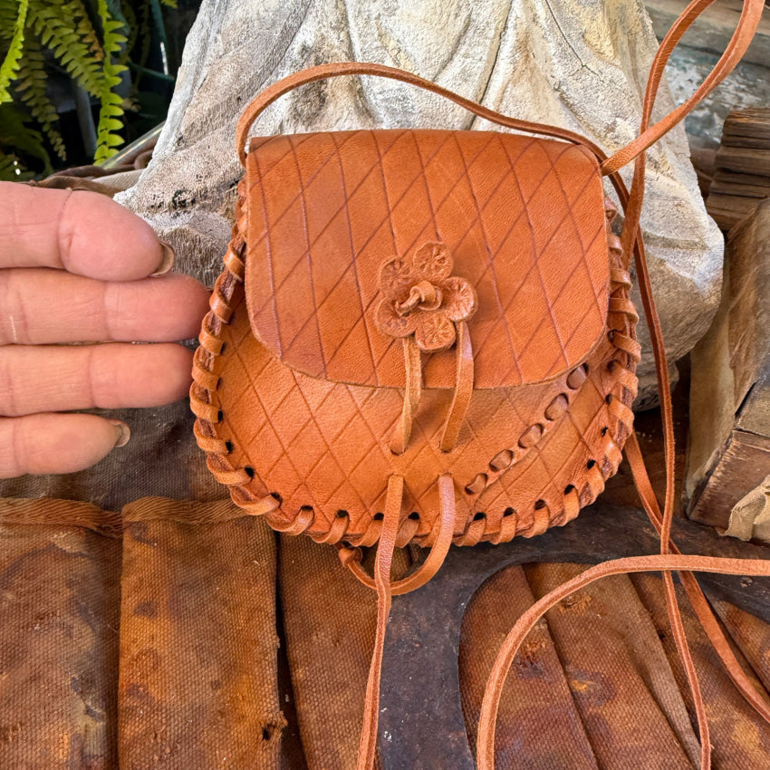 Little Mexican Tooled Leather Crossbody Bag Purse purse