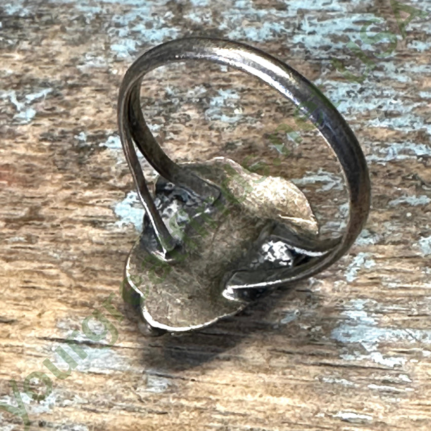 Little Navajo One Feather Ring Sterling Silver Turquoise Coral Size 6