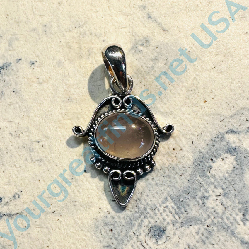 Little Sterling Silver & Pale Rose Quartz Stone Pendant Pendant