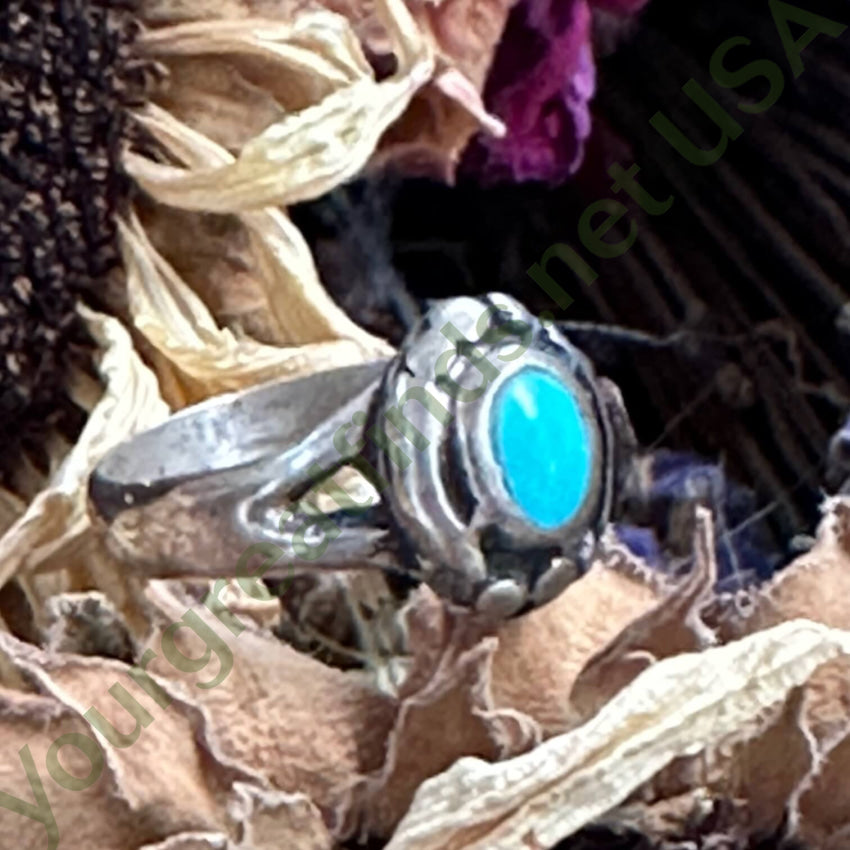 Little Vintage Sterling Silver Turquoise Navajo Ring 5
