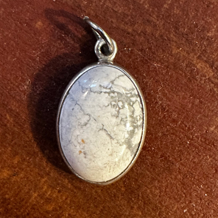 Little White Howlite Sterling Silver Pendant