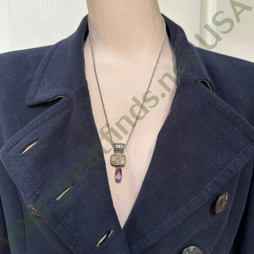 Lori Bonn Sterling Silver Rutilated Quartz & Amethyst Necklace