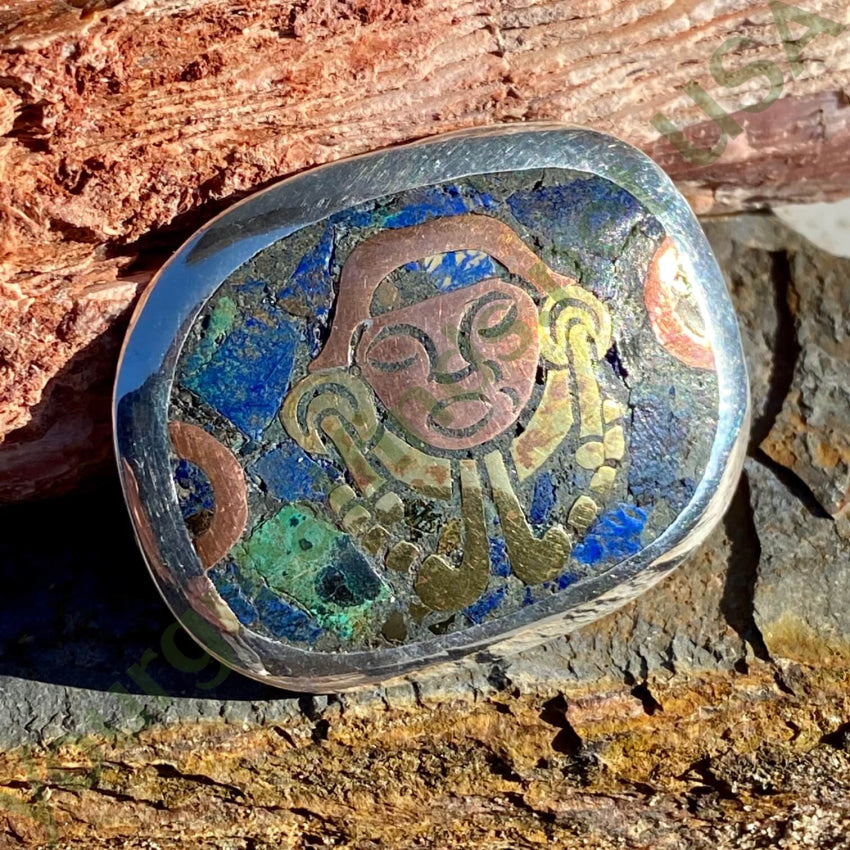 Los Ballesteros Metales Azurite Malachite Mosaic Pin