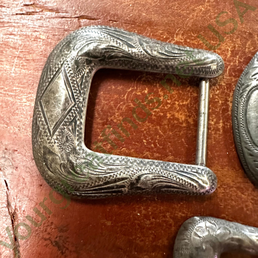 Lot Of 3 Vintage Sterling Silver Ranger Buckles Belt Buckle
