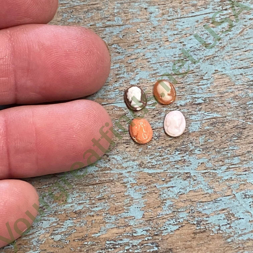 Lot Of 4 Tiny Antique Hand Carved Cameos