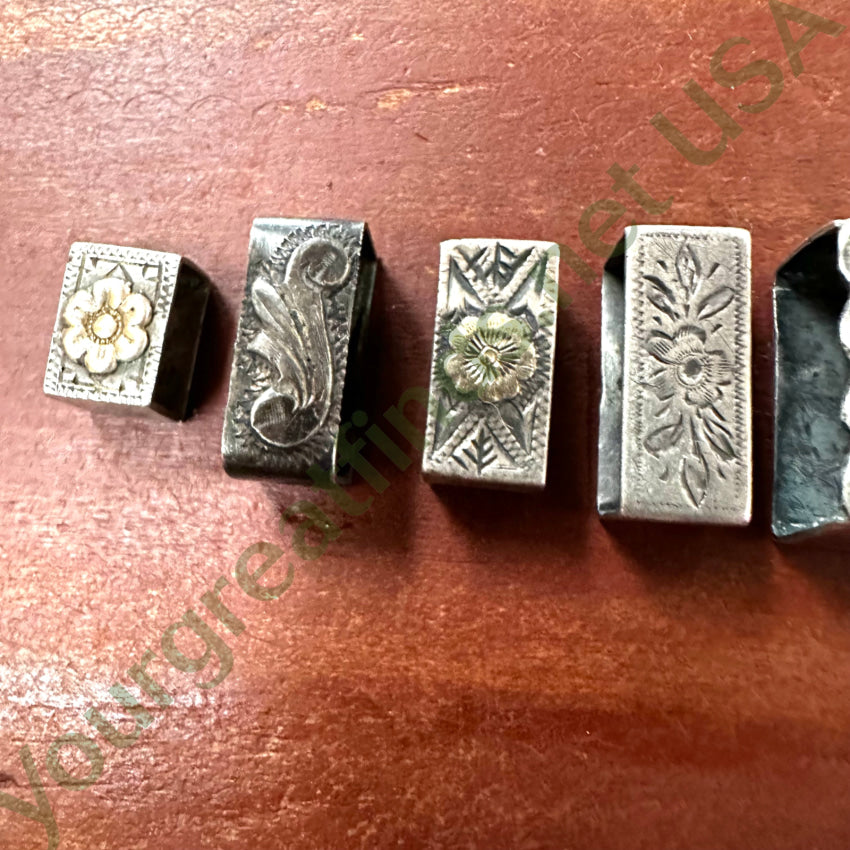 Lot Of 7 Assorted Sterling Silver Ranger Buckle Belt Guides Belt Buckles