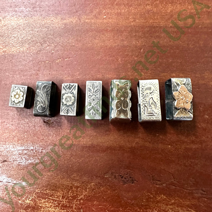 Lot Of 7 Assorted Sterling Silver Ranger Buckle Belt Guides Belt Buckles