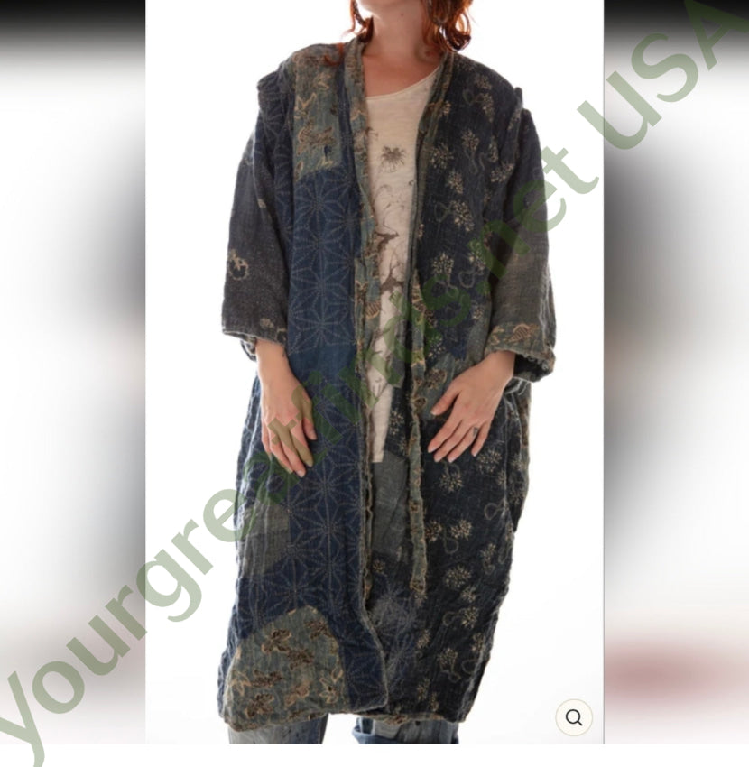 Magnolia Pearl Denim Blue Linen Good Fortune Kimono kimono