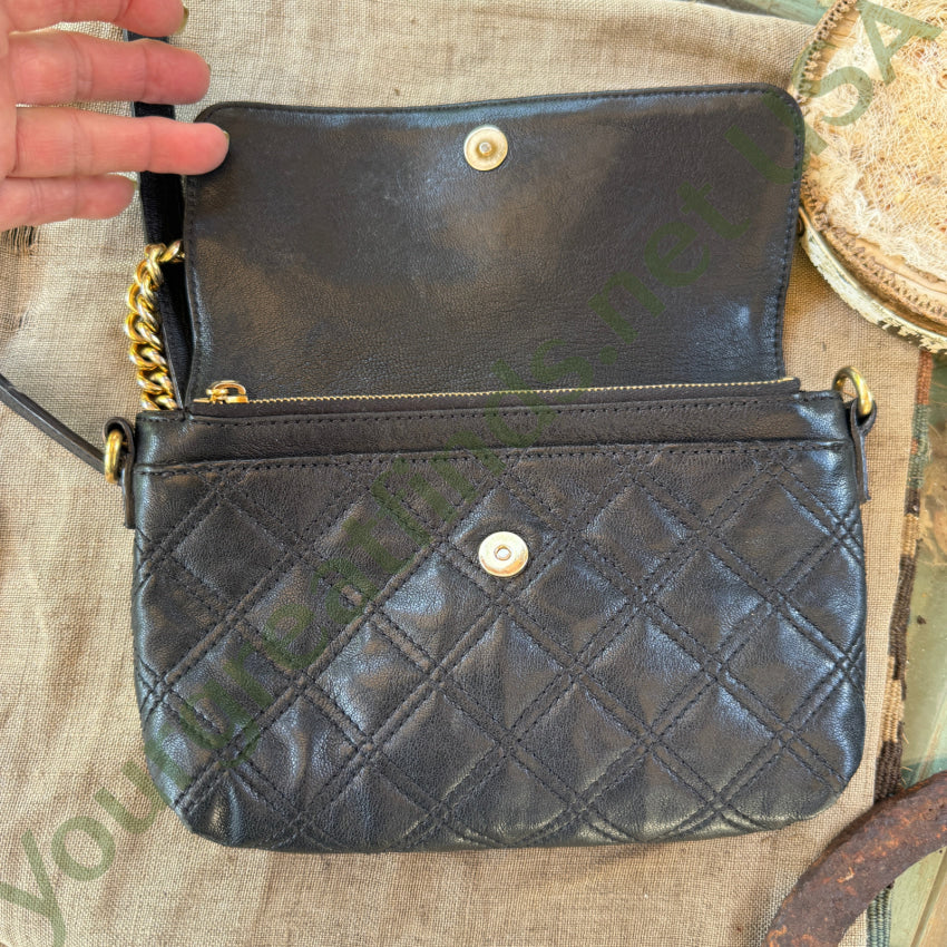 Marc Jacobs Quilted Black Leather Crossbody Bag purse