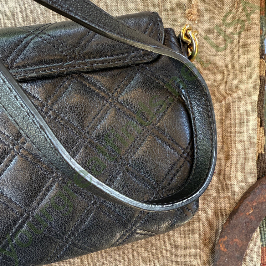 Marc Jacobs Quilted Black Leather Crossbody Bag purse