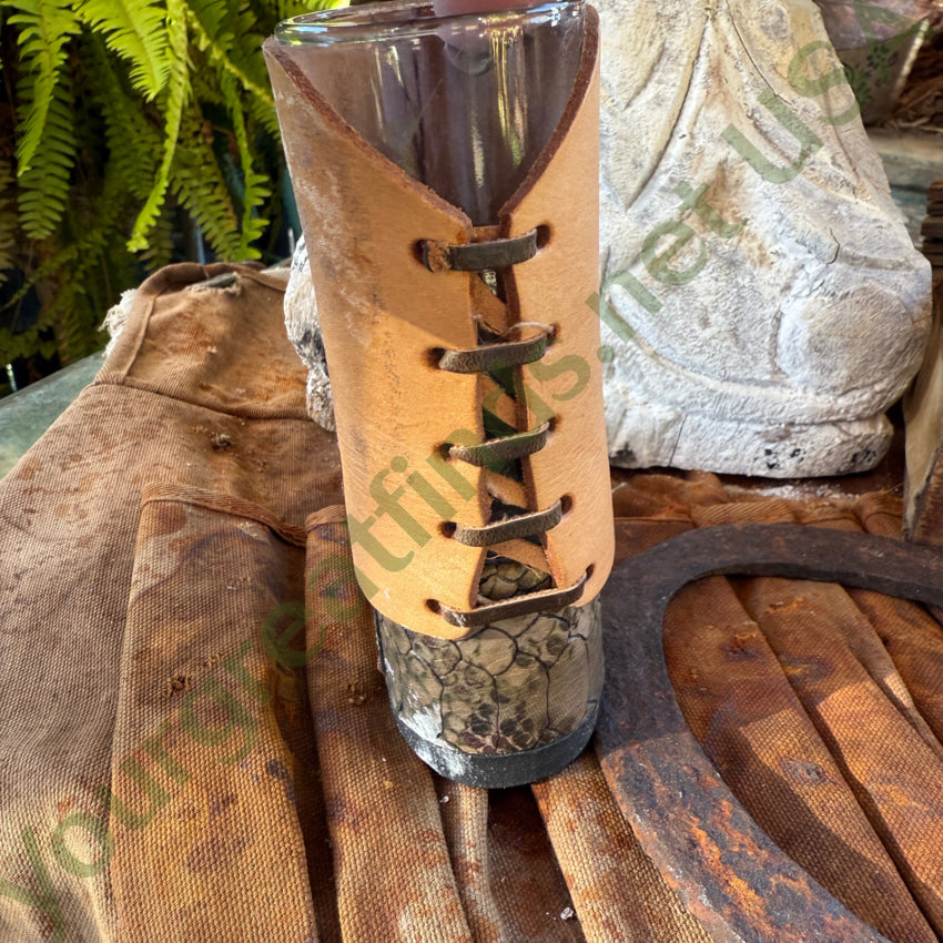 Mexican Guarachero Boot Tooled Leather Shot Glass Cabo leather shot glass