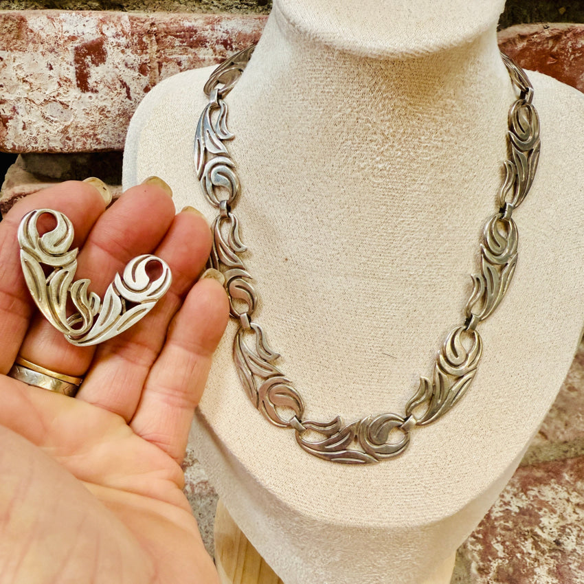 Mexican La Cucaracha Sterling Silver Necklace and Earring Set necklace earrings set