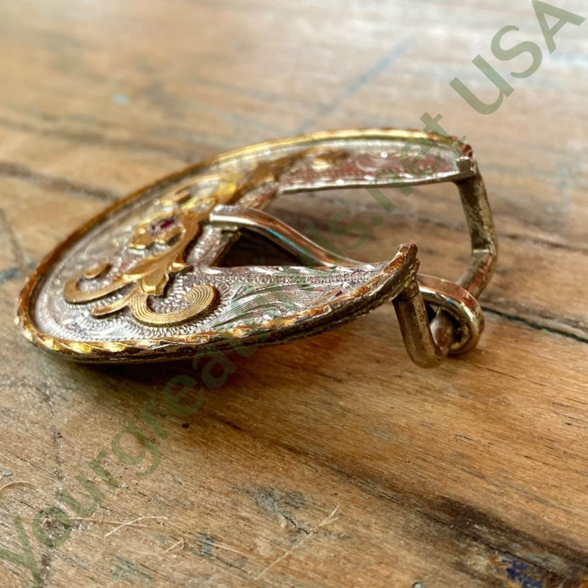 Mexican Silver Gold Ruby Ranger Buckle