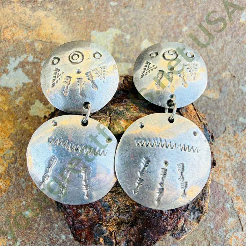 Mexican Southwestern Style Sterling Silver Concho Pierced Post Earrings pierced post earrings