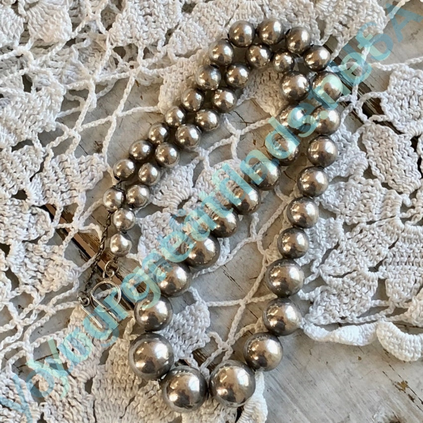 Mexican Sterling Silver Bead "Pearls" Necklace Yourgreatfinds