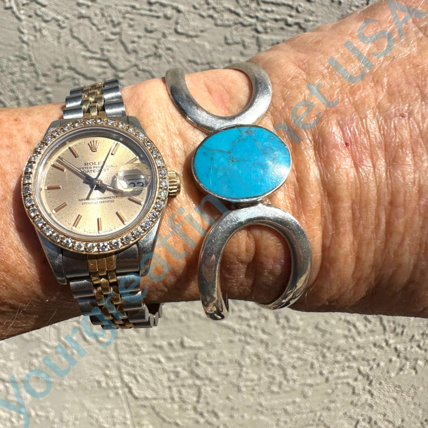 Mexican Sterling Silver & Turquoise Cuff Bracelet Bracelet