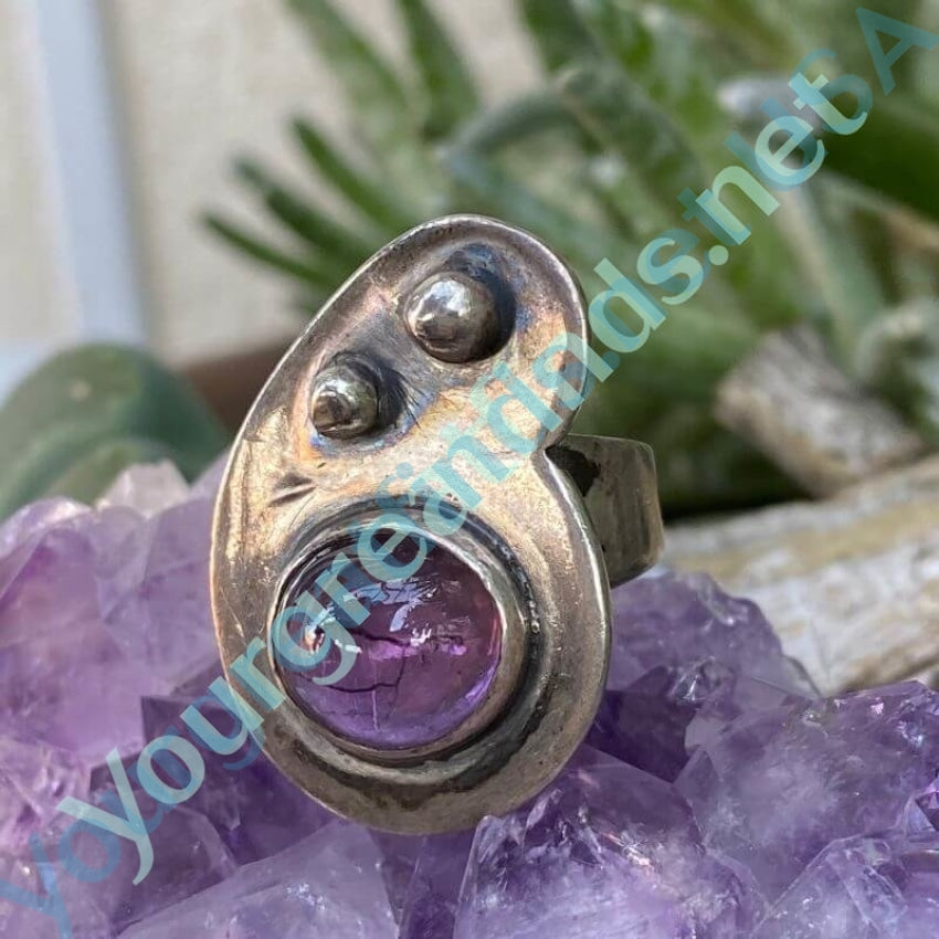 Mid-Century Modern Purple Amethyst Ring Size 6 Yourgreatfinds