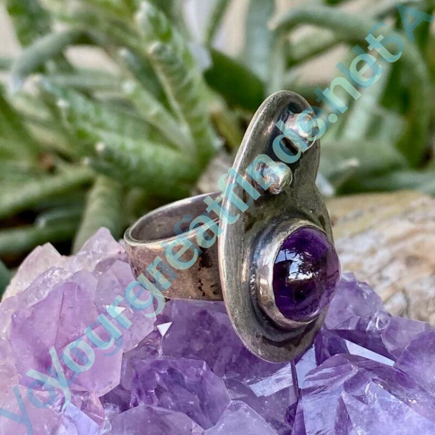 Mid-Century Modern Purple Amethyst Ring Size 6 Yourgreatfinds