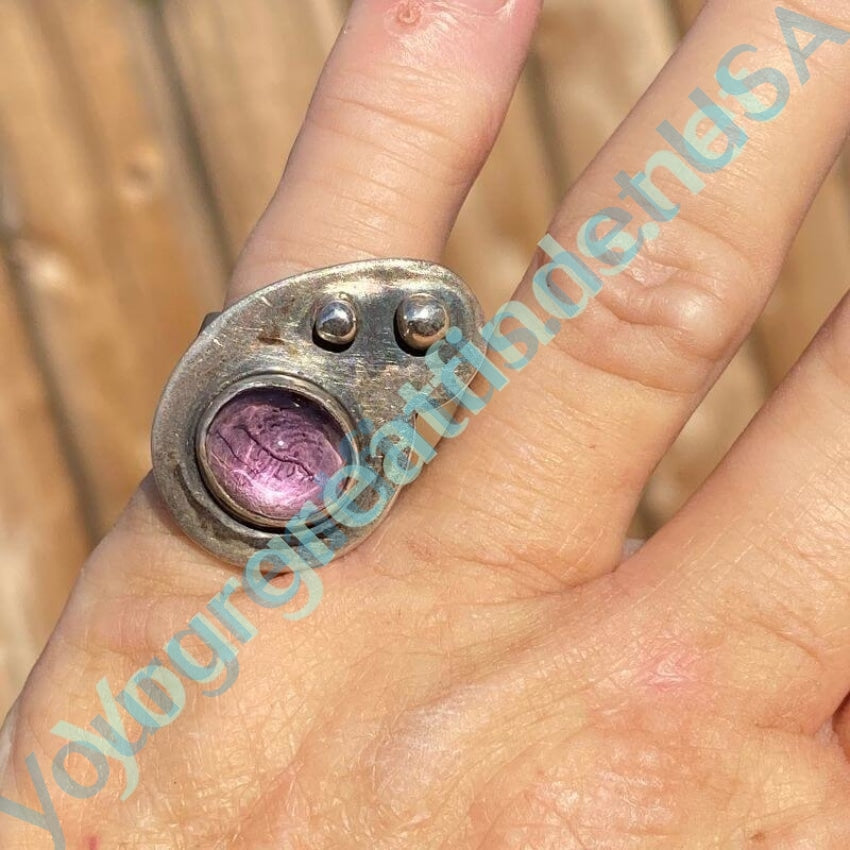 Mid-Century Modern Purple Amethyst Ring Size 6 Yourgreatfinds