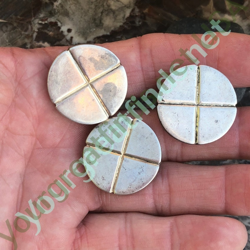 Mid-Century Modern Sterling Silver Buttons , Set of 3 Yourgreatfinds